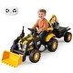 preview thumbnail 1 of 8, Gymax 4 in 1 Ride on Tractor Excavator & Bulldozer for Kids Trailer Yellow - Assembly Required - Kids