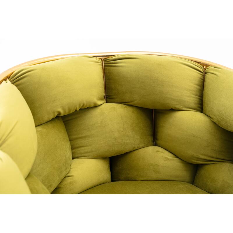 Olive Green Modern 28.7" Velvet Upholstered Accent Chairs with Gold - Plated Metal Legs (Set of 2)