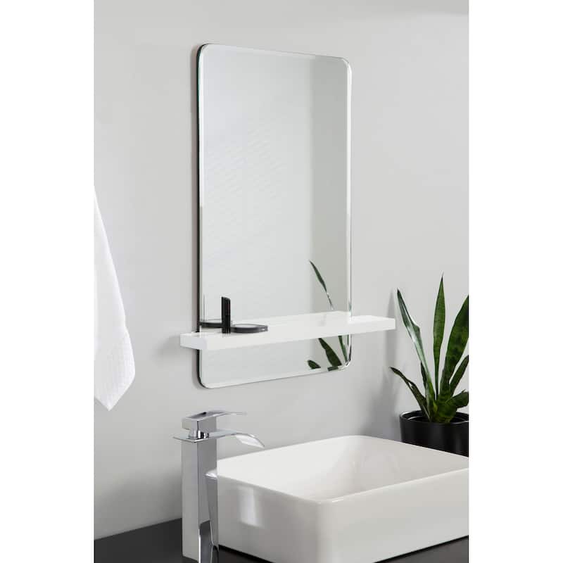 Kate and Laurel Fosset Frameless Mirror with Shelf
