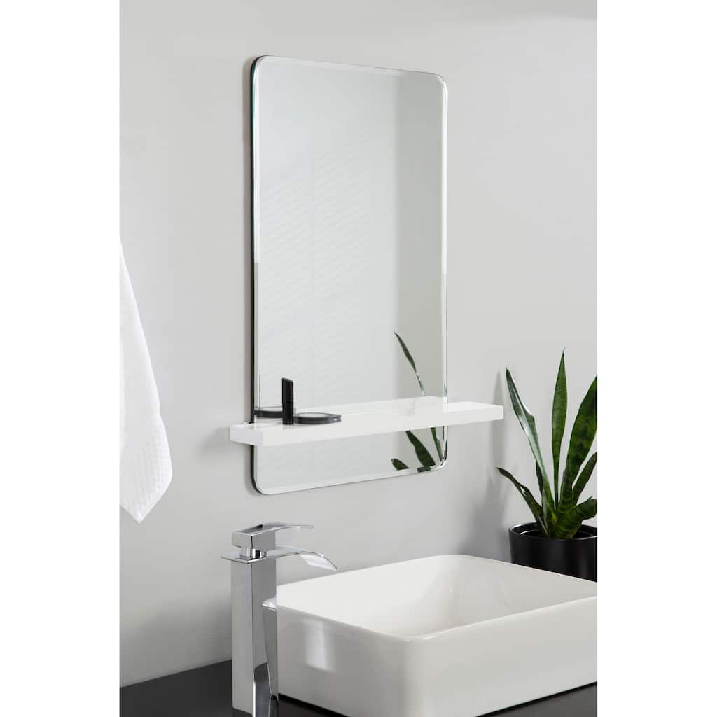 Kate and Laurel Fosset Frameless Mirror with Shelf