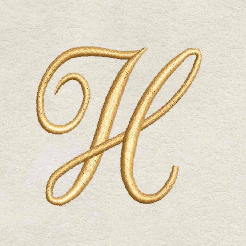 Avanti Linens Ivory/Gold Script Monogram Bath Towel Letter H - Bath Towel