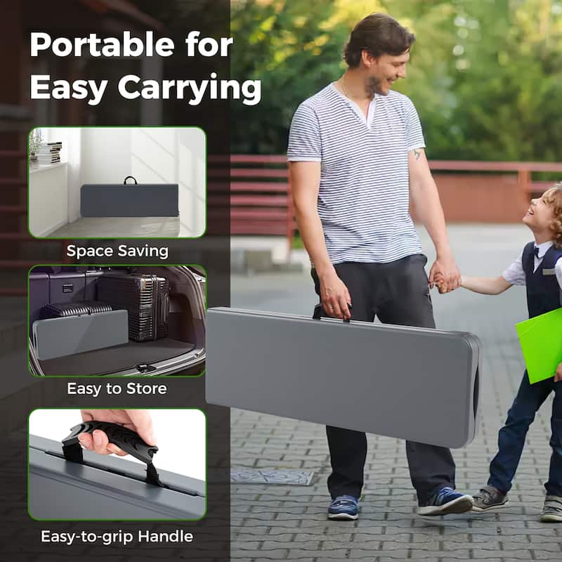 Gymax 2PCS 6 ft Plastic Folding Bench w/ 1320 LBS Capacity Handle &