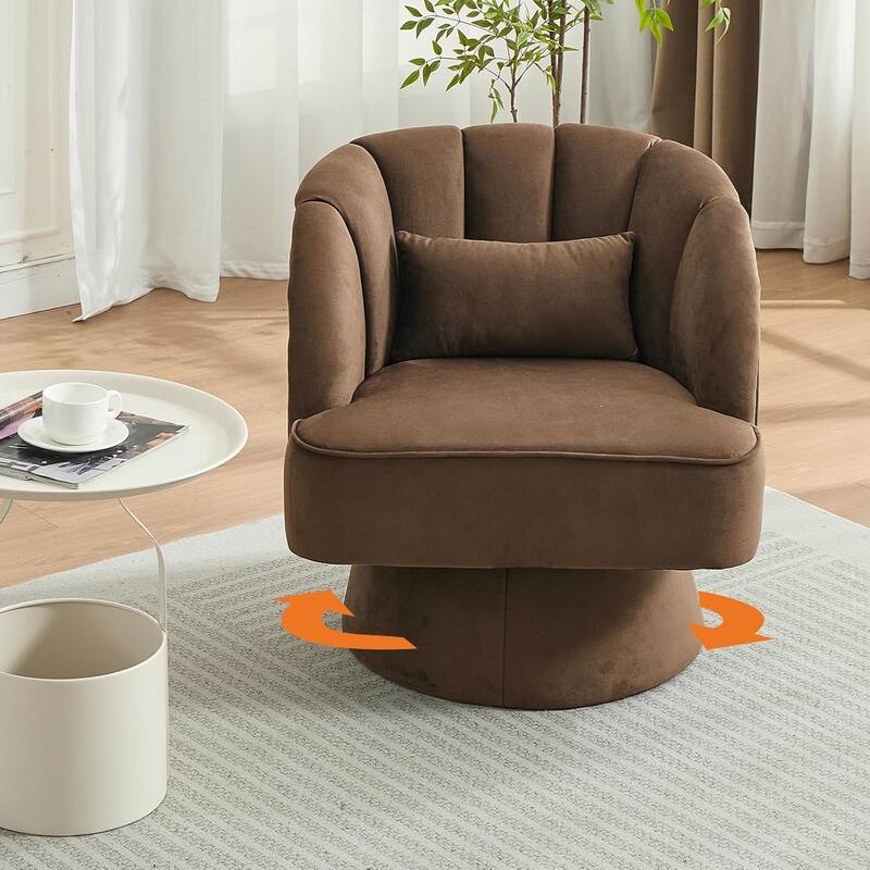 Modern Swivel Barrel Accent Chair - Coffee