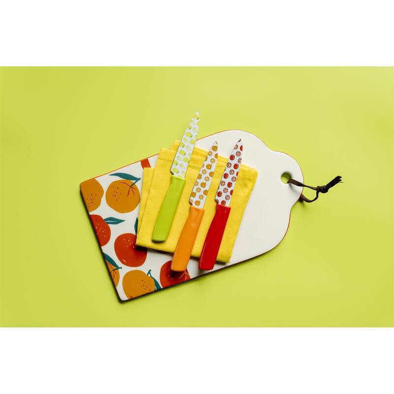 DURA LIVING Artistic Edge 3-Piece Non-Stick Paring Knives Set with Blade Guards