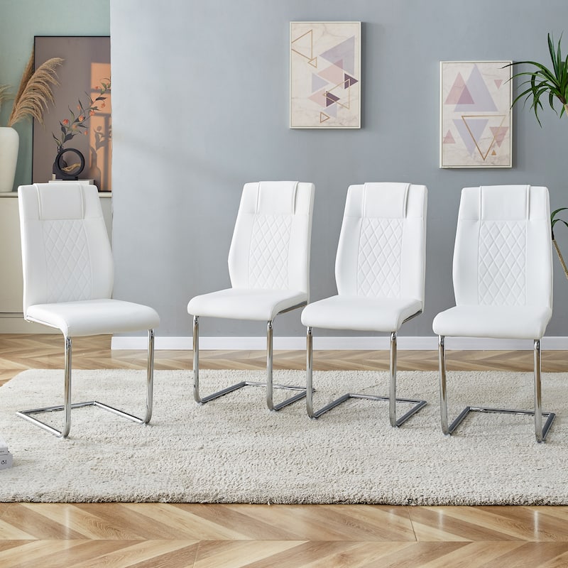 Dining Chairs Set of 4 with Faux Leather Padded Seat Upholstered Chair with Metal Legs Design for Kitchen,Living,Bedroom