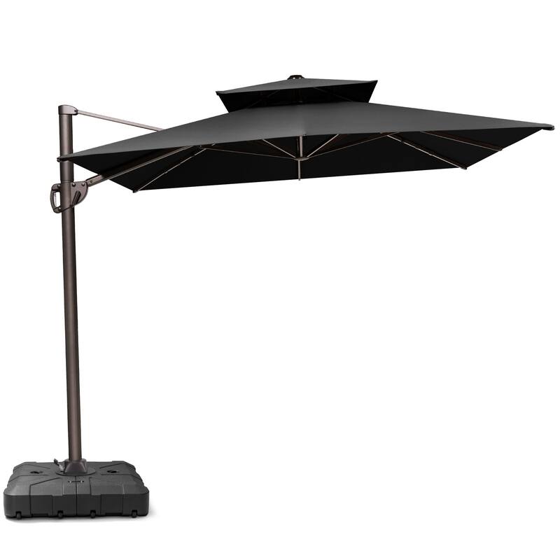 Outdoor 9 x 11 ft Double Top Patio Cantilever Umbrella with Base
