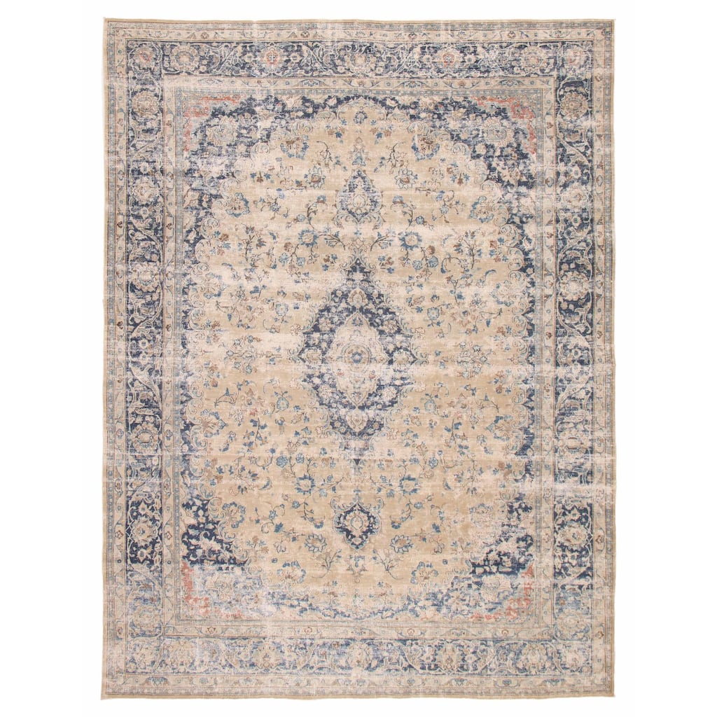 ECARPETGALLERY Hand-knotted Antalya Vintage Khaki Wool Rug - 9'5 x 12'9