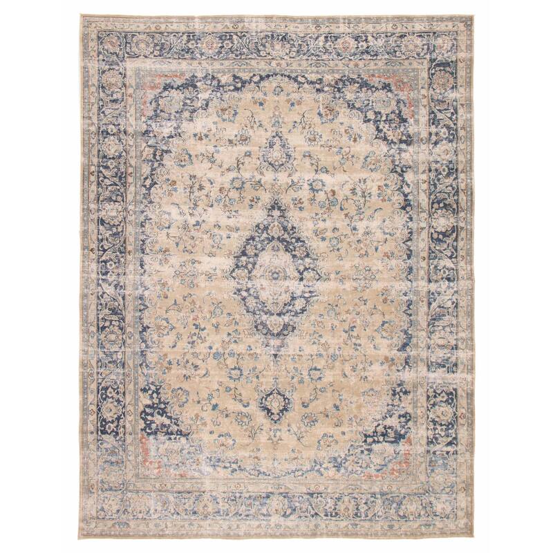 ECARPETGALLERY Hand-knotted Antalya Vintage Khaki Wool Rug - 9'5 x 12'9 - Light Khaki - 9'5 x 12'9