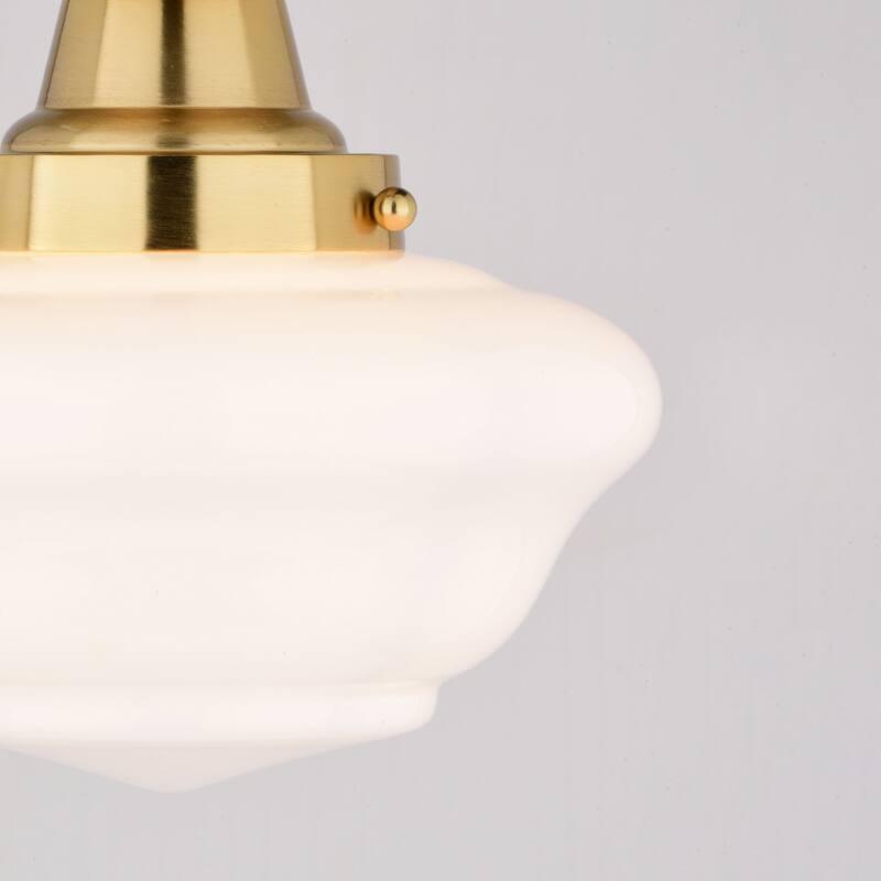Eastgate 8.75-in W Traditional Semi Flush Mount Ceiling Light White Schoolhouse Glass