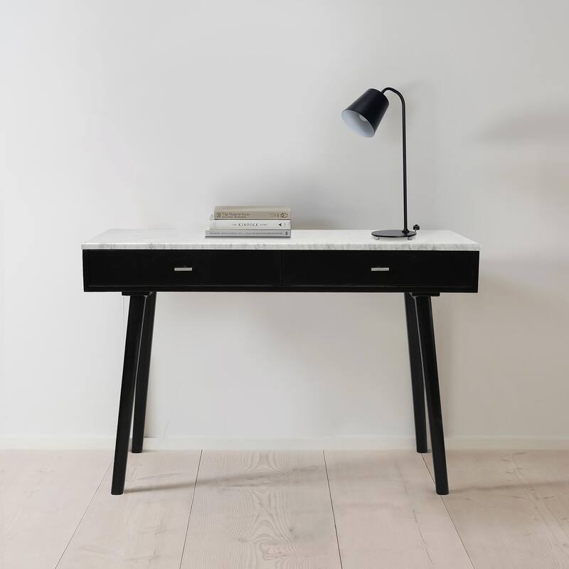 Versatile And Stylish Marble White Writing Desk To Elevate And Complete Any Space
