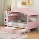 preview thumbnail 2 of 15, Pink Twin Size Solid Wood House Bed with Trundle and Storage for Kids