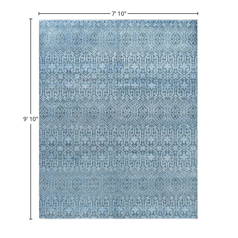 Ikat One-of-a-Kind Hand-Knotted Area Rug - Gray, 7' 10" x 9' 10" - 7' 10" x 9' 10"