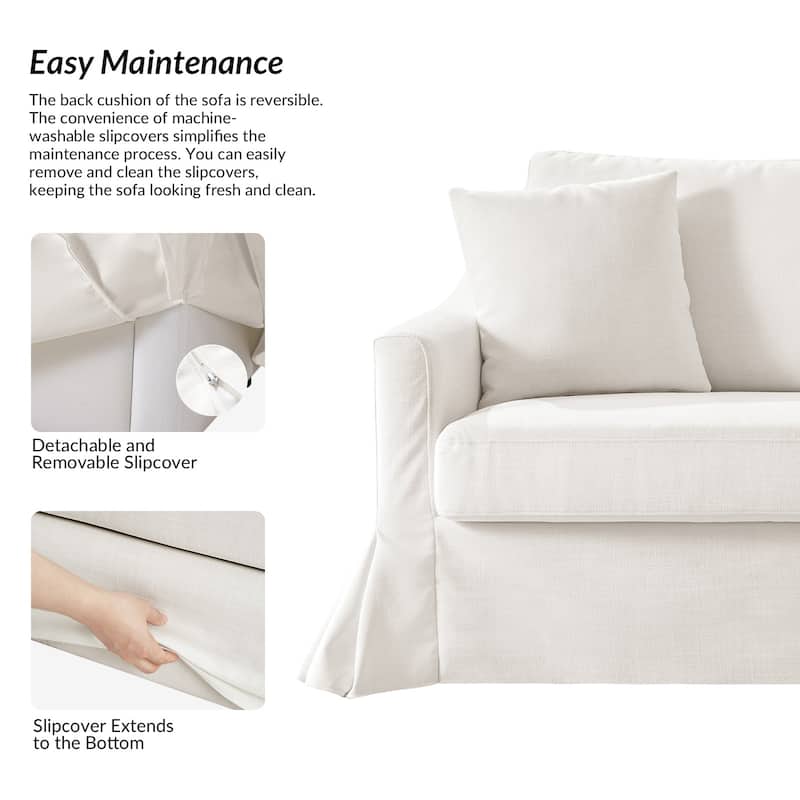 Volkhard 80.5" Modern Slipcovered Sofa With Removable Back Cushion By HULALA HOME