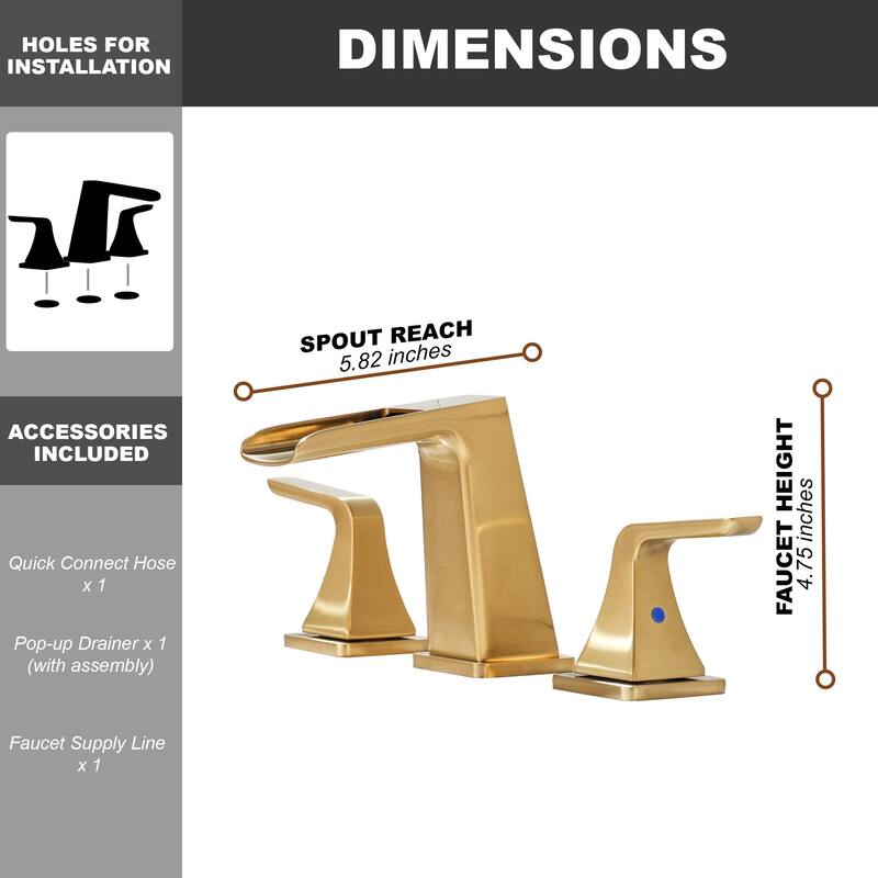 8 in. Widespread 2-Handle Waterfall Spout Bathroom Faucet