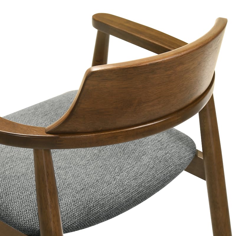 Emorie Mid-Century Modern Charcoal Upholstered Solid Wood Dining Chair in Walnut Finish 