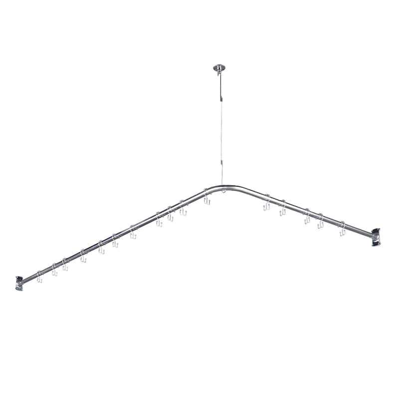 WOWOW Modern Stainless Steel L-Shaped Shower Curtain Rod - Polished Chrome