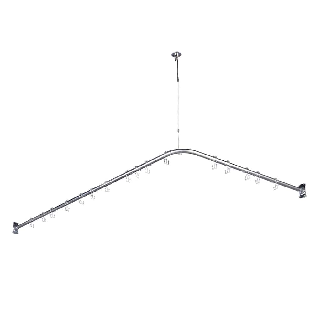 WOWOW Modern Stainless Steel L-Shaped Shower Curtain Rod