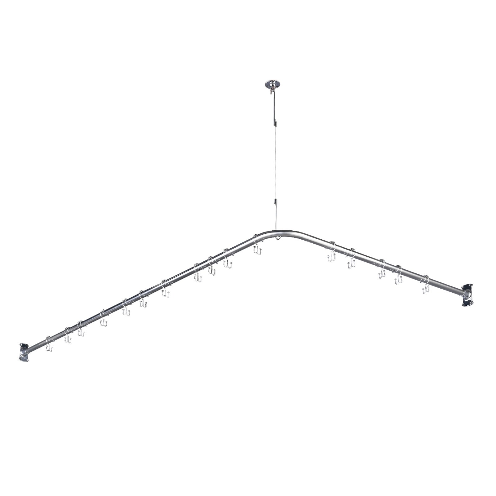 WOWOW Modern Stainless Steel L-Shaped Shower Curtain Rod