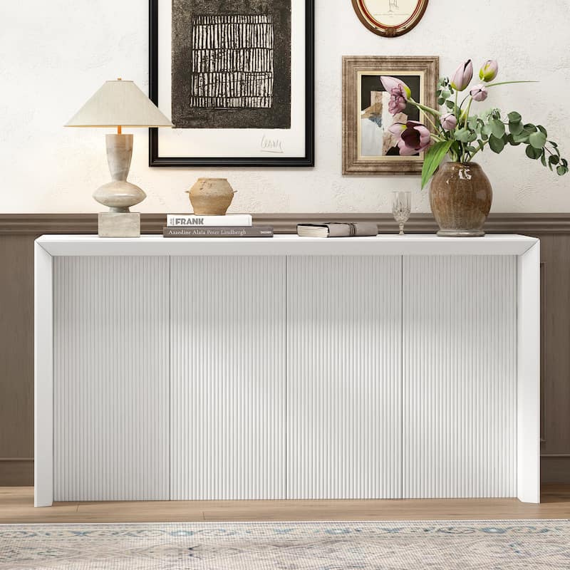 Acacia Wood Veneer Entryway Table Console Tables, Wavy Accent Table, Sofa Table Hallway Tables for Hallway, Living Room