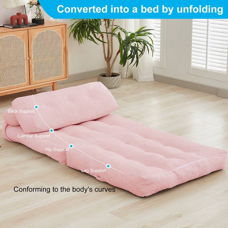 Mixoy W32''/W50'' Corded Velvet Fabric Folding Floor Lazy Futon Sofa Bed