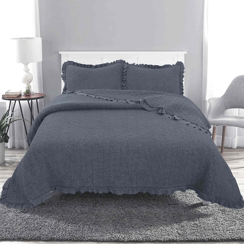 Avanti Linens Charlotte Denim Twin Quilt Set
