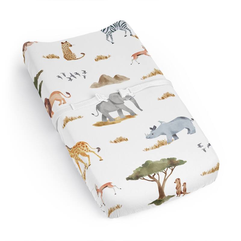 Sweet Jojo Designs Jungle Animals Boy, Girl, Unisex/Gender Neutral Changing Pad Cover Sheet - Boho, Wildlife Safari Animal, Lion