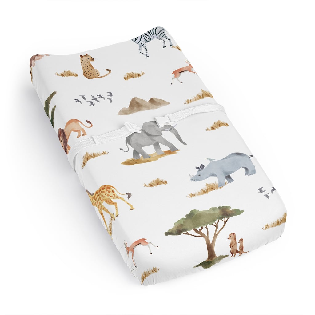 Sweet Jojo Designs Jungle Animals Boy, Girl, Unisex/Gender Neutral Changing Pad Cover Sheet - Boho, Wildlife Safari Animal, Lion