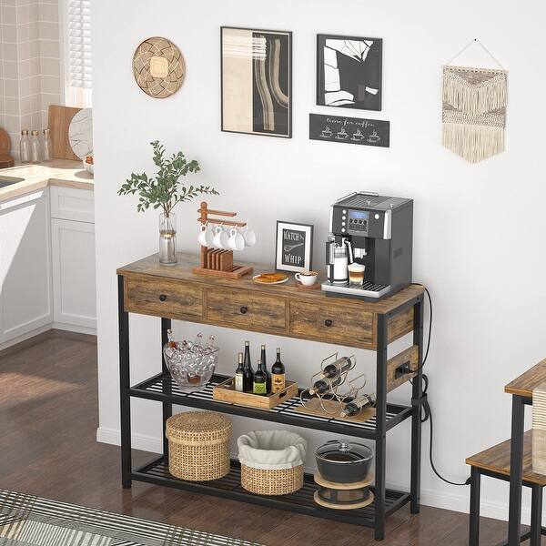 Latitude Run® 47'' Entryway Table With Outlets And USB Ports, Console Table With 3 Drawers, Sofa