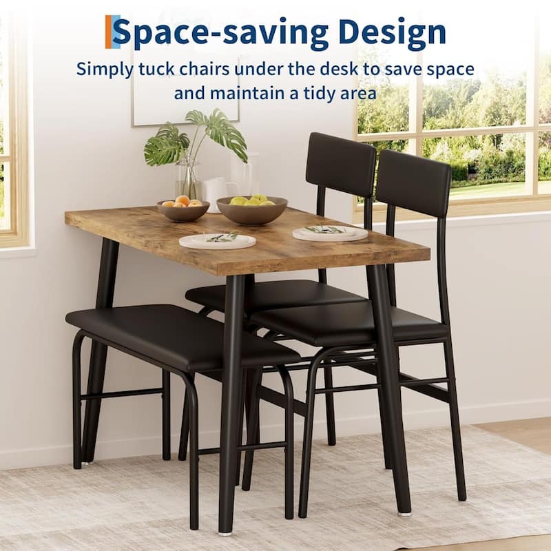 4 Piece Space-Saving Kitchen Dining Table Set for 4 for Studio, Kitchen, Dining Room