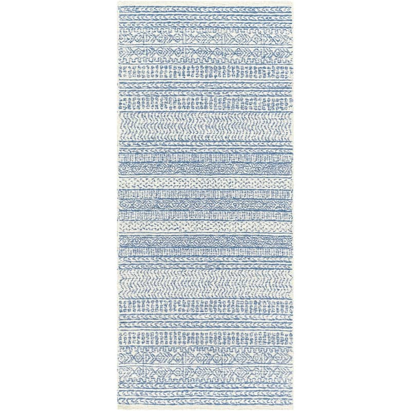 Livabliss Aleah Handmade Wool Moroccan Area Rug - Denim - 3' x 12'