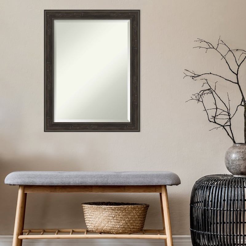 Beveled Bathroom Wall Mirror - Shipwreck Greywash Narrow Frame