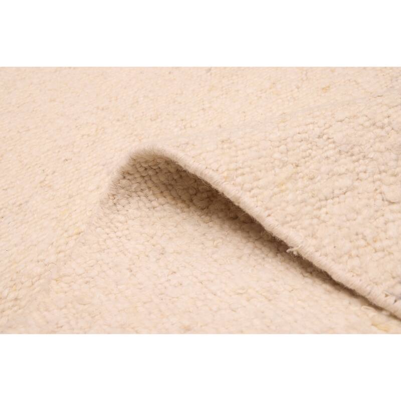ECARPETGALLERY Hand Woven Looma Cream Wool Rug - 8'0 x 9'8