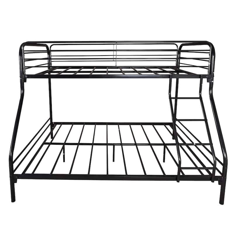 Heavy Duty Twin-Over-Full Metal Bunk Bed with Inclined Ladder, Safety Guardrails & Under-Bed Storage - No Box Spring Needed