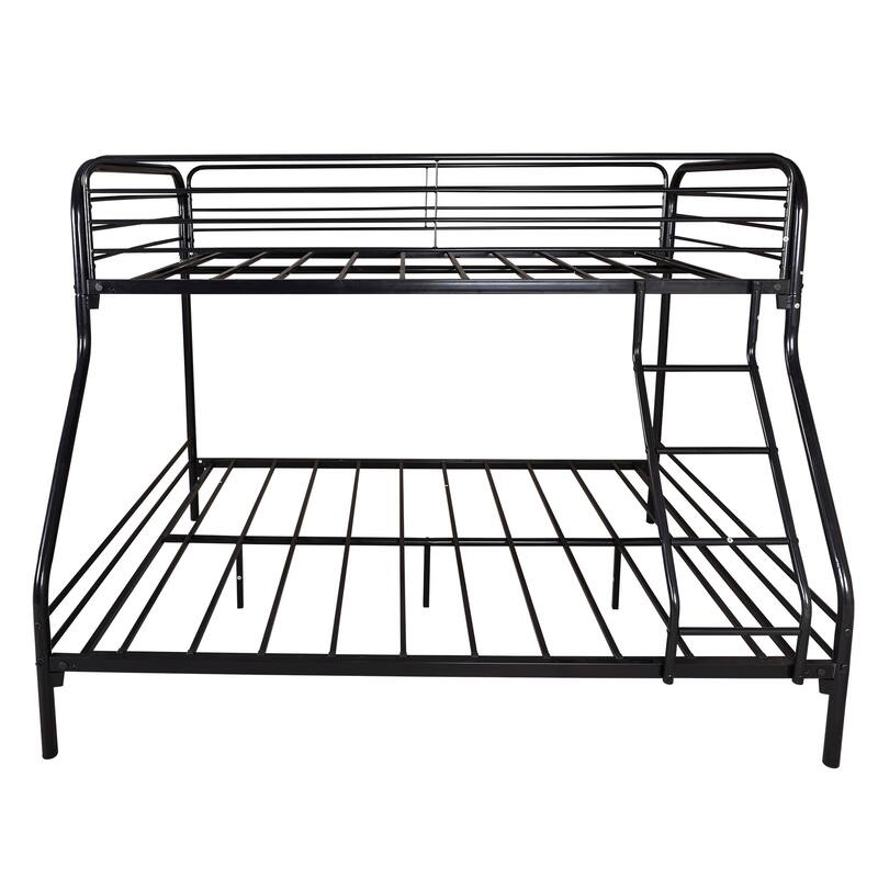 Sturdy Twin-Over-Full Metal Bunk Bed with Enhanced Guardrail and Storage Space