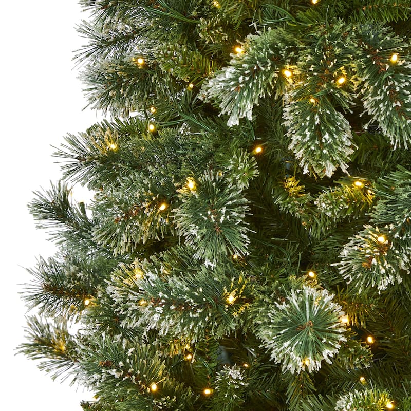 9ft Artificial Christmas Tree with Lights - Slim Pine Holiday Decor, 108 inch Tall - Green - 40