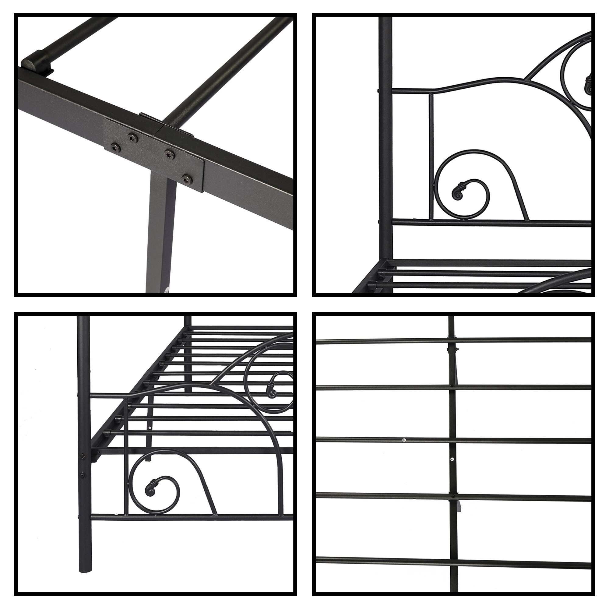Aufank Vintage Metal Canopy Bed Frame - European Style
