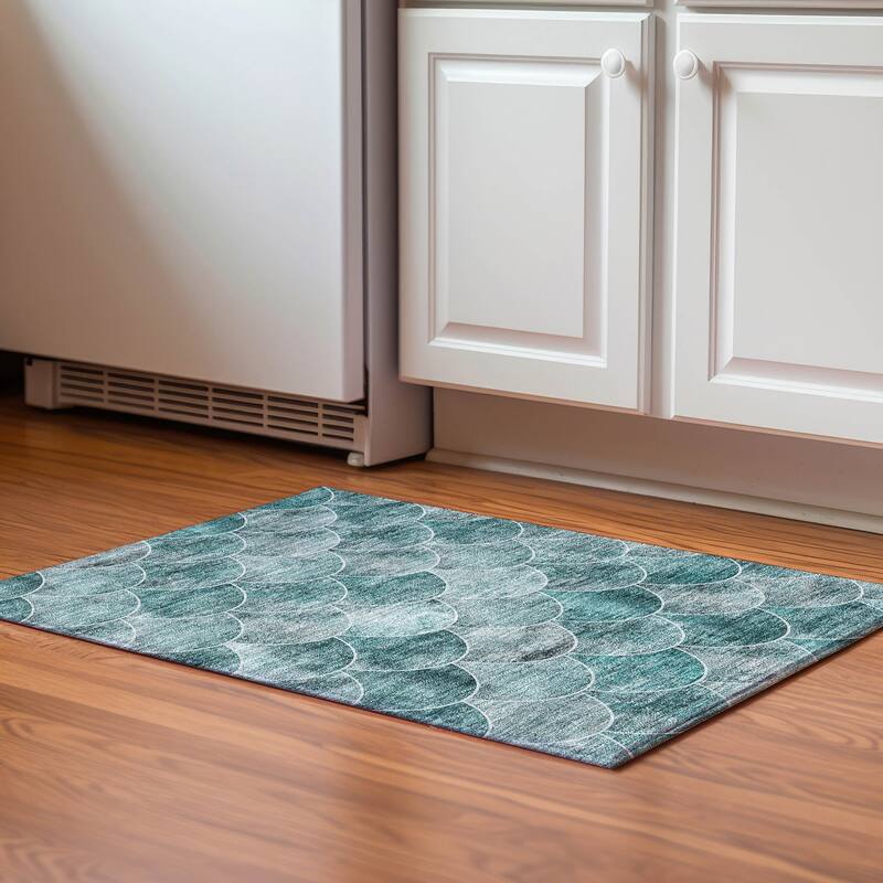 Premium Washable Super Soft Contemporary Geo Mayfield Rug - Teal - 1' 8" x 2' 6" - Rectangle