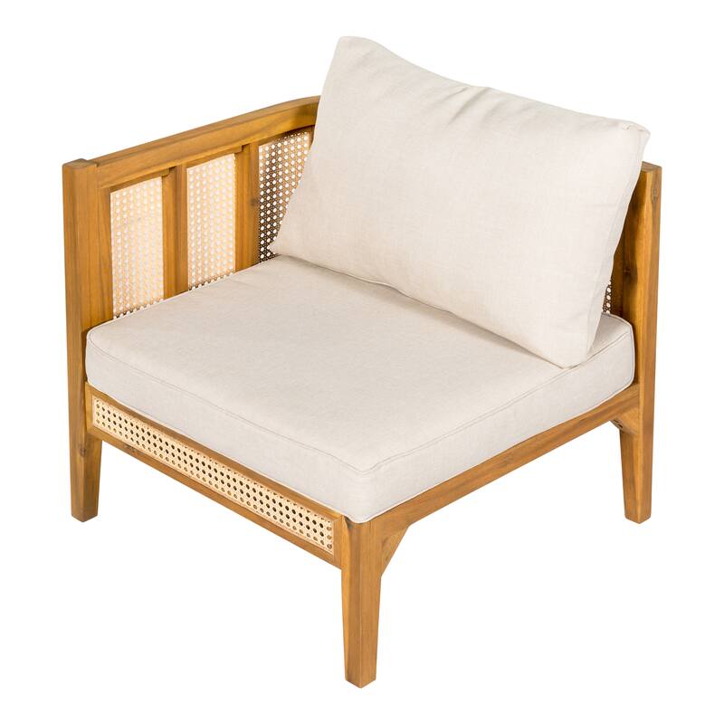 Christopher Knight Home - Peregrine V‑Shaped Acacia Wood 5 Seater Outdoor Sofa Set
