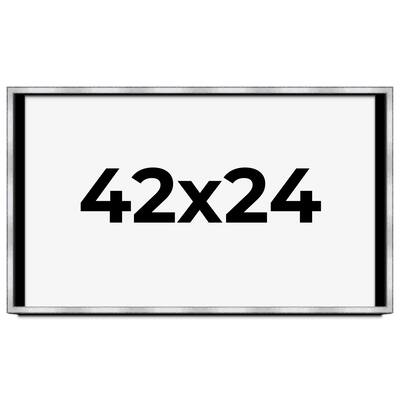 42x24 Shadow Box Frame Silver | 1.375 Inches Deep Real Wood