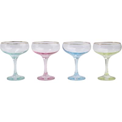 viva by VIETRI Rainbow Assorted Coupe Champagne Glasses - Set of 4