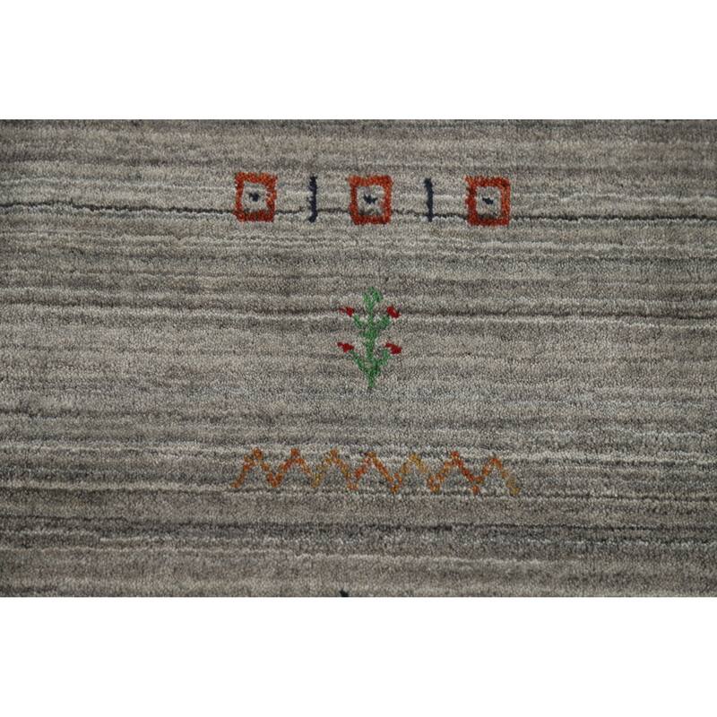 Hand Knotted Oriental 100% Wool Carpet Tribal Animal Pictorial Greys & Charcoal Gabbeh Area Rug - 7' 9'' X 5' 1''
