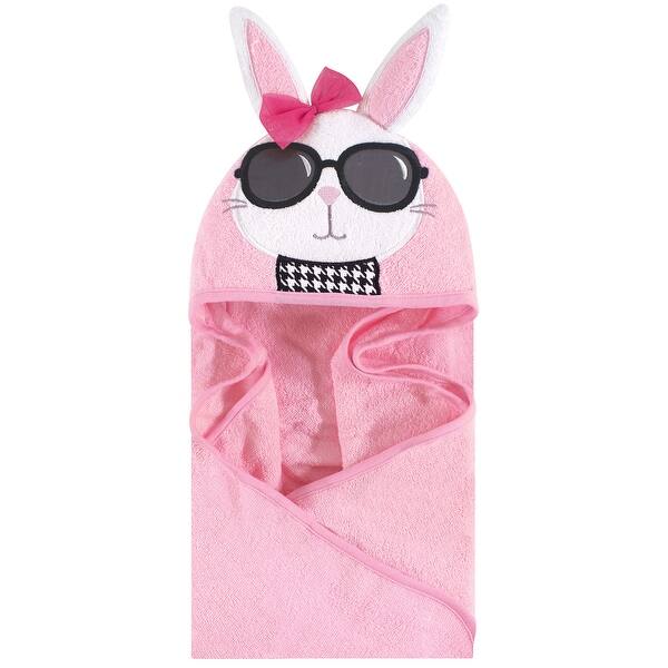 slide 1 of 1, Hudson Baby Infant Girl Cotton Animal Face Hooded Towel, Chic Bunny, One Size - Chic Bunny - One Size One Size - Chic Bunny