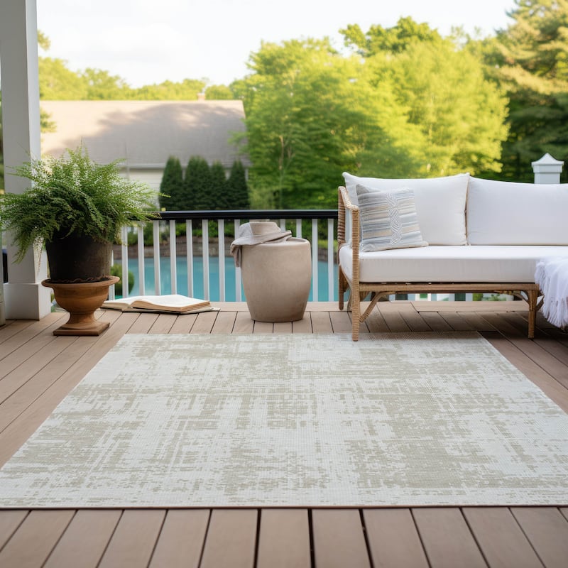 Machine Washable Indoor/ Outdoor Chantille Abstract Solid Rug