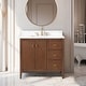 preview thumbnail 40 of 95, Vanity Art 36" Single Sink Bathroom Vanity Cabinet with Engineered Marble Countertop 36"/Golden Brushed Handle - Linear Walnut