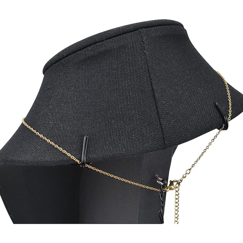 Linen Covered Wood Jewelry Necklace Bust Display - S