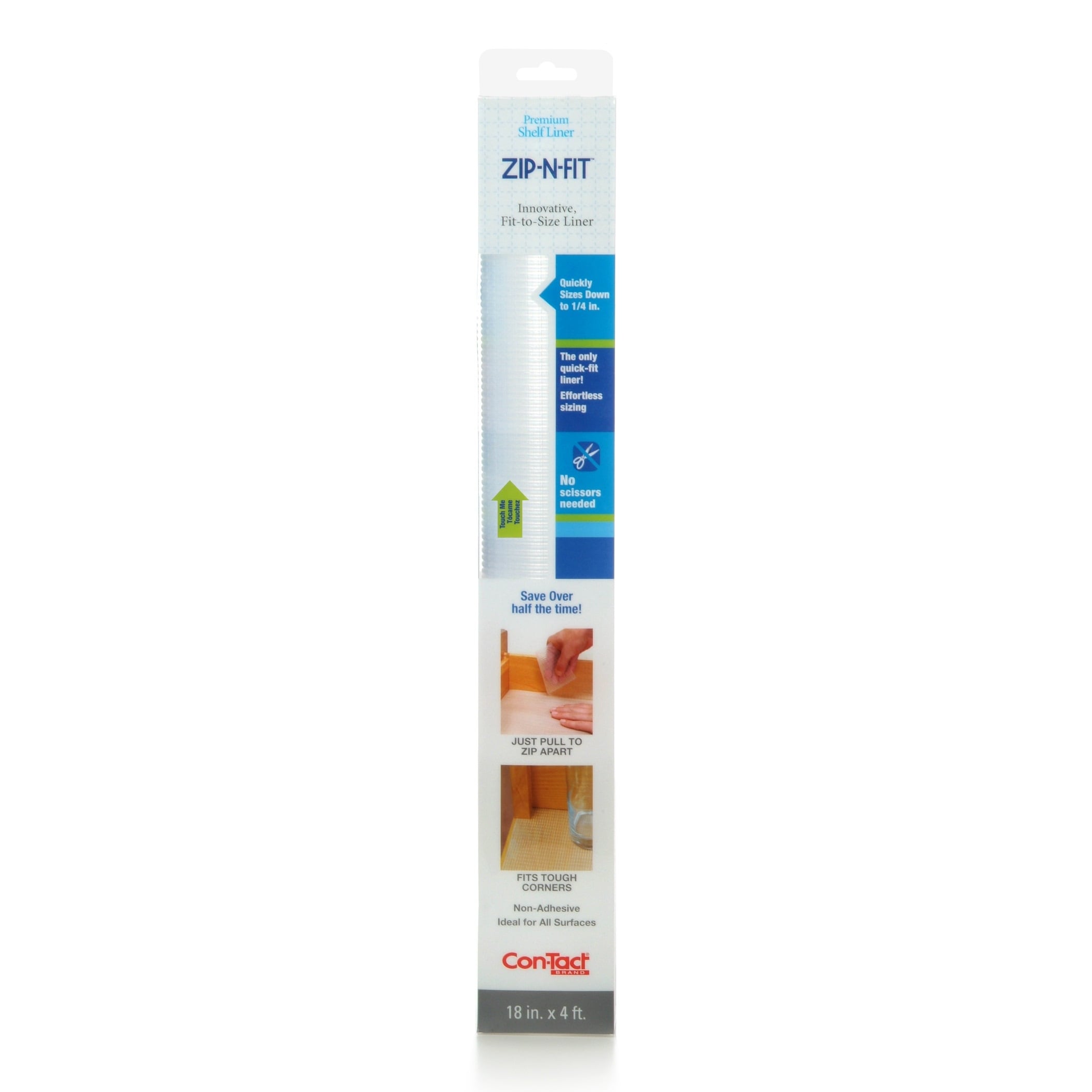 Con-Tact Brand Premium Plus Heavy Duty Non-Adhesive Shelf and Drawer Liner, 16 inch x 4', Ribbed Clear, 6 Roll
