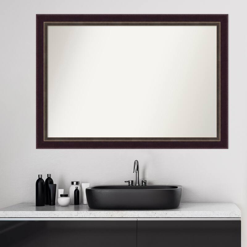 Non-Beveled Wood Bathroom Wall Mirror - Signore Bronze Frame