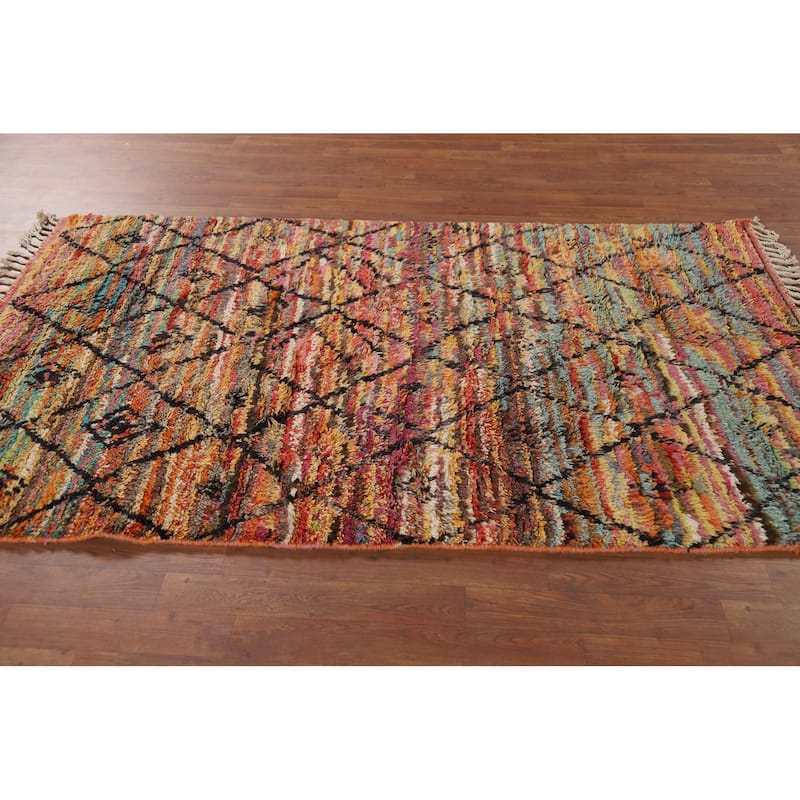 Trellis Plush Moroccan Oriental Area Rug Handmade Wool Carpet - 4'2" x 6'11"