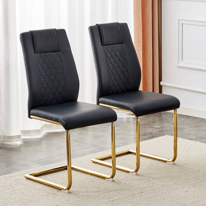 Modern dining chairs with faux leather padded seats,metal leg upholstered chairs,for kitchens, living rooms, set of 4