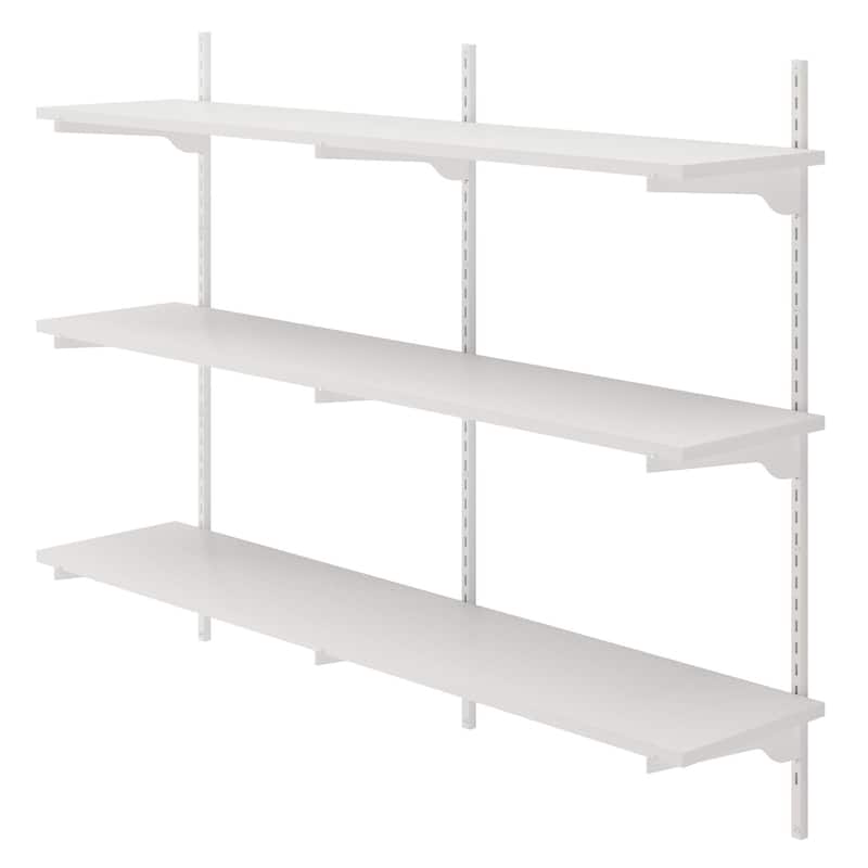 Wallniture Turin 48" Floating Bookshelves with Adjustable Brackets, Wall Shelf Unit for Living Room, Custom Tier Options, White